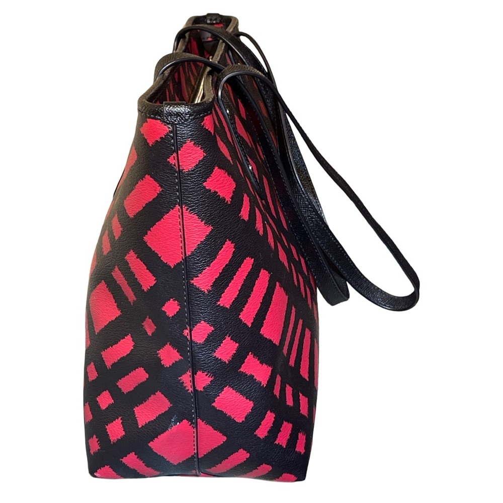 Coach City Tote in Red & Black Buffalo Plaid Canvas - Picture 7 of 16